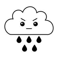 kawaii angry cloud rain cartoon