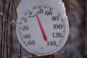 Snowy outdoor thermometer