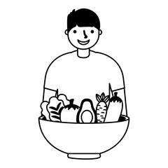 man with healthy food vegetables