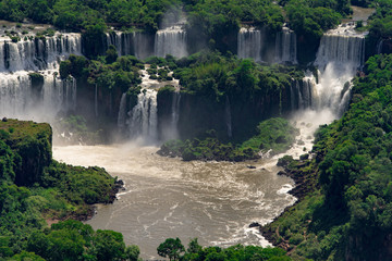Fototapeta na wymiar Aerial View of Iguazu Falls, One of the New 7 Wonders of Nature, in Brazil and Argentina