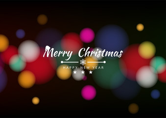 Merry Christmas Background with white bokeh lights for Holiday Poster, Banner, Card. Vector illustration