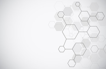 Molecule structure abstract tech background. Medical design. Science template, wallpaper or banner. Vector illustration