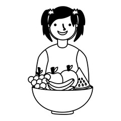 young woman with healthy food fruits