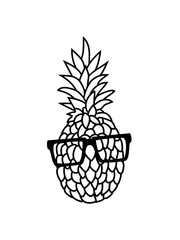 hornbrille nerd ananas geek schlau intelligent lecker hunger essen obst gesund ernährung diät comic cartoon design clipart