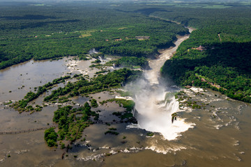 Aerial View of Iguazu Falls, One of the New 7 Wonders of Nature, in Brazil and Argentina