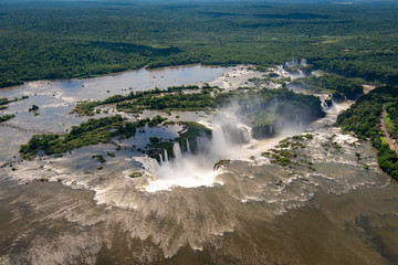 Aerial View of Iguazu Falls, One of the New 7 Wonders of Nature, in Brazil and Argentina