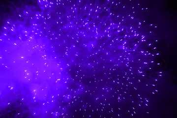 Beautiful purple fireworks on the black sky background