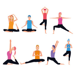 set of person doing yoga poses
