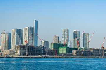 Naklejka premium 高層ビルの建設工事 Construction work of high-rise building