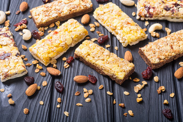 Healthy homemade snacks breakfast . Granola bars
