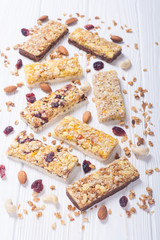 Healthy homemade snacks breakfast . Granola bars