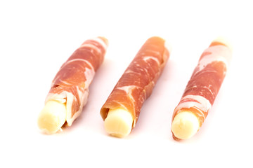 Mozzarella Cheese Stick Wrapped in Cured Meat a Great Snack for Low Carb Diets