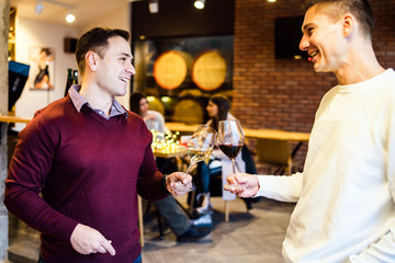 Friends toasting with glasses of wine at the restaurant