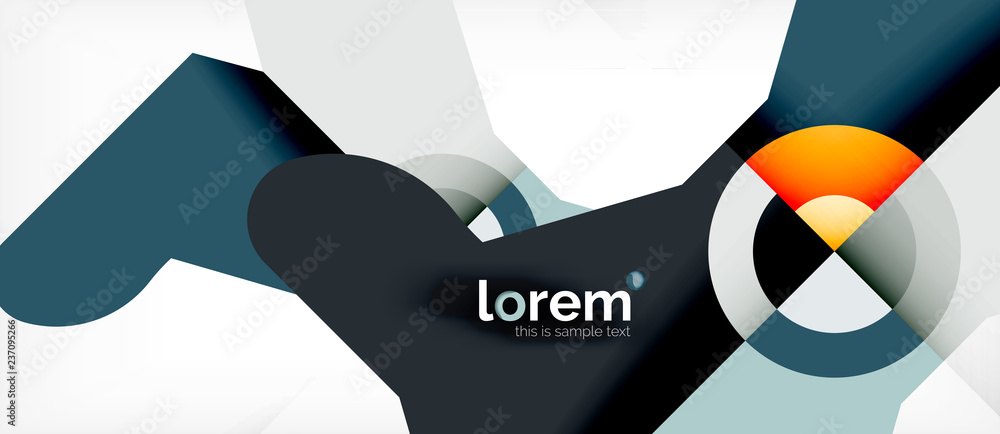 Wall mural geometric colorful shapes composition abstract background. minimal dynamic design