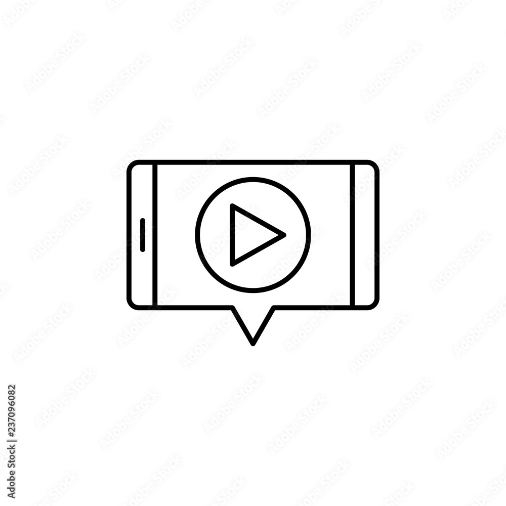 Aufkleber multimedia on mobile phone icon. element of video products outline icon for mobile concept and web a