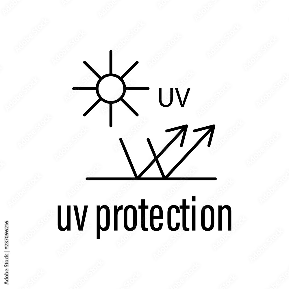 Poster uv protection icon. element of raw material with description icon for mobile concept and web apps. o