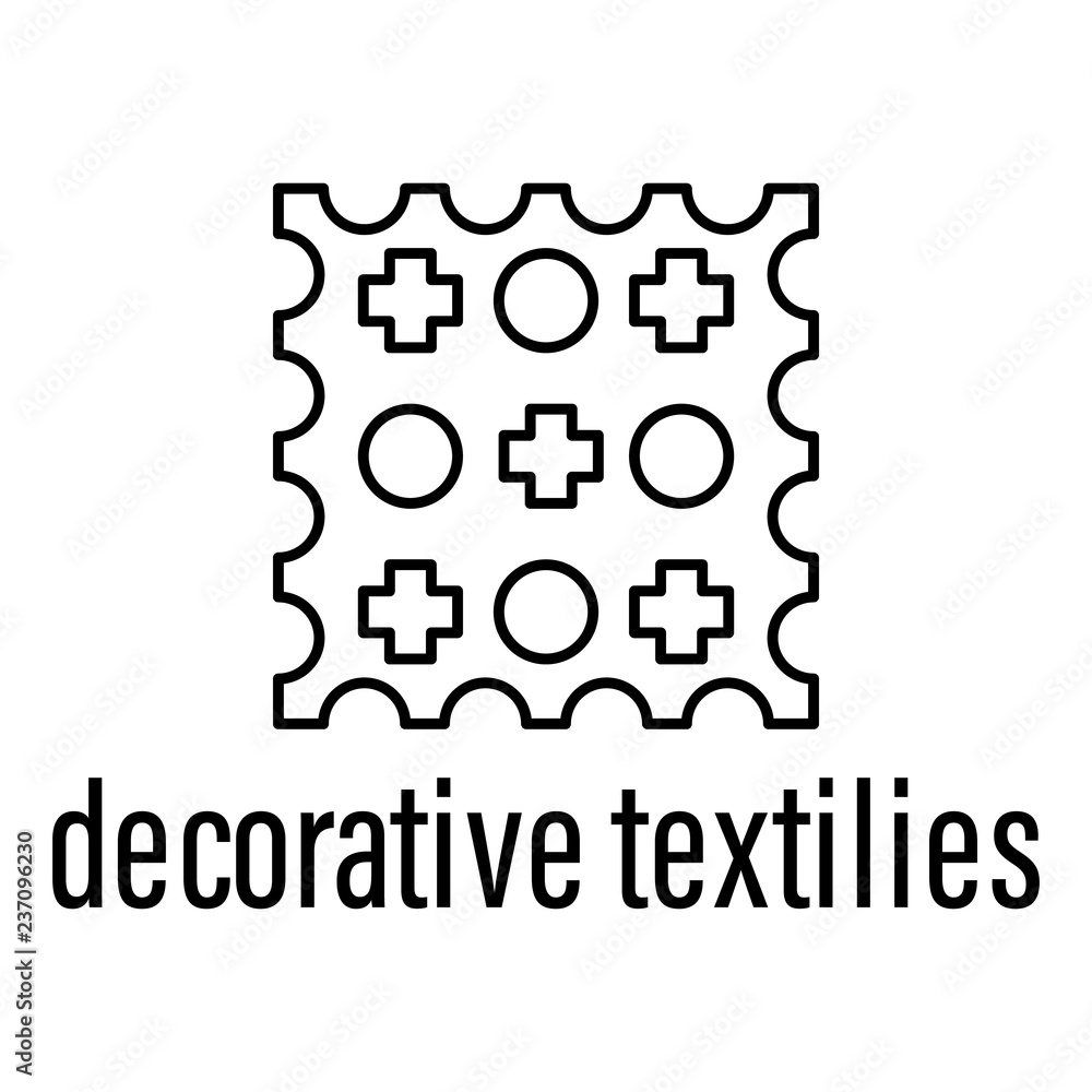 Poster decorative textiles icon. element of raw material with description icon for mobile concept and web a