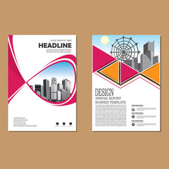 Brochure template layout, cover design annual report, magazine, flyer or booklet in A4 with blue geometric shapes on polygonal background