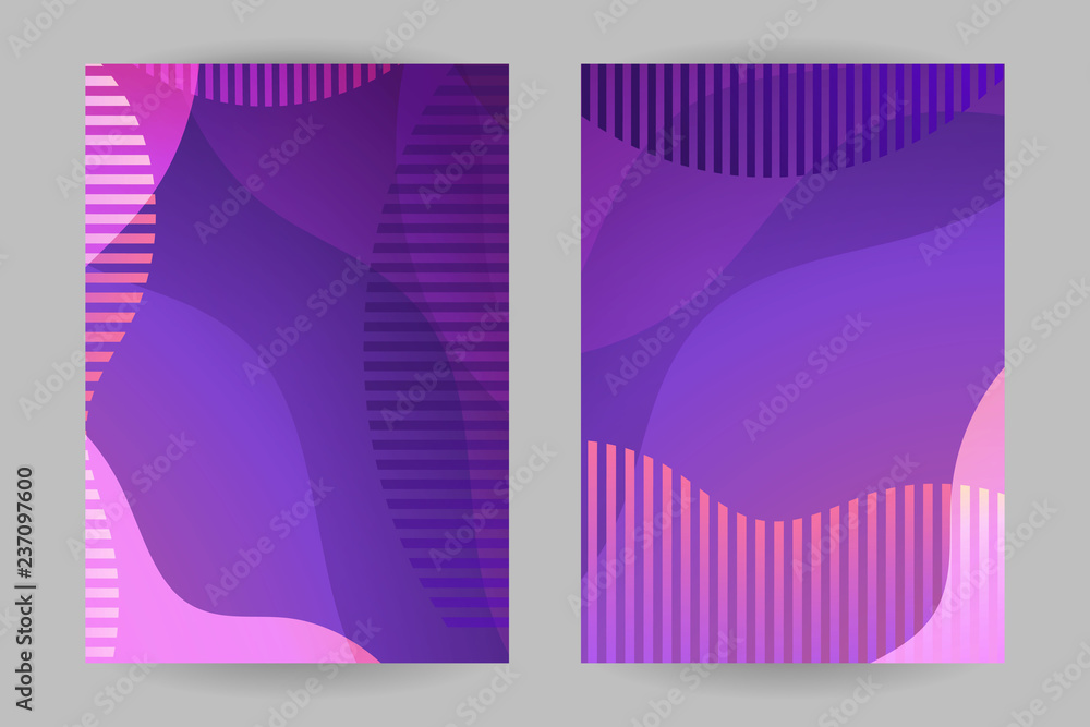 Poster flat design abstract gradient vector covers. geometric shapes cards a4 size with fluid effects. memp