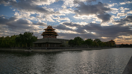 Forbidden City moat at dusk