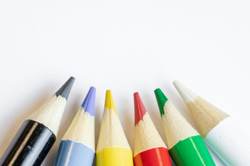 Fototapeta premium color pencils on white background lower third