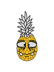 gesicht lustig ananas lecker hunger essen obst gesund ernährung diät comic cartoon design clipart