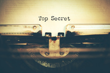 top secret with typewriter - obrazy, fototapety, plakaty