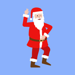 Funny fat Santa Claus with sunglasses dancing