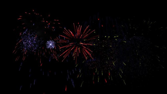 PNG Alpha.Looping Fireworks. Holydays fireworks seamless looping with Perfect for opener and Eve Intro. Good for celebration cards video.Merry Christmas and Happy New Year. 