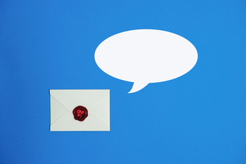 mail on blue background   メール　青色背景