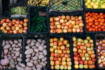 Fruits and vegetables stall in a market