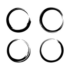Black Circle Brush Zen, Enzo Logo, Sign, Icon Set Vector Illustration Template