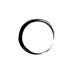 Black Zen Circle Brush Logo, Sign, Icon Vector Design Illustration