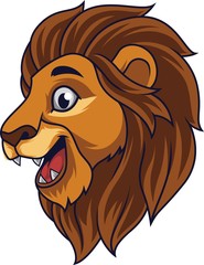 Naklejka premium Cartoon lion head smiling