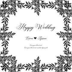 Wedding botanical ornament card with flowers vector art
