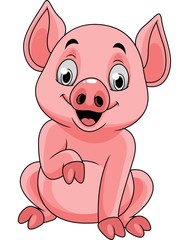 Cartoon happy pig sitting