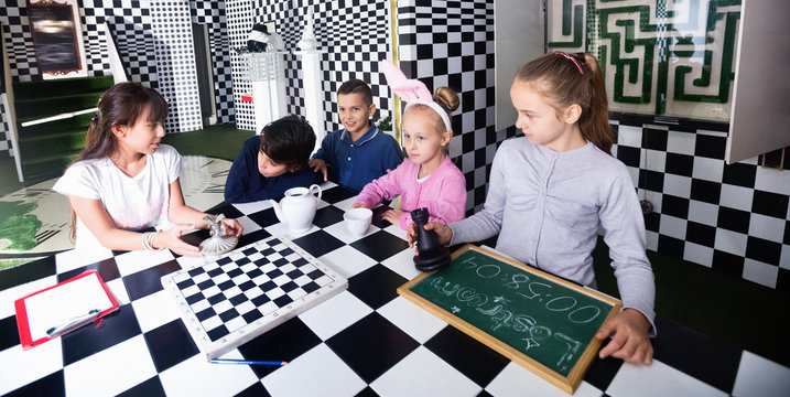 Exciting adventure for kids in chess quest room