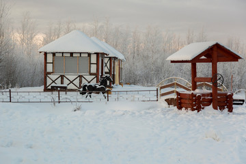 December morning at the well with a canopy