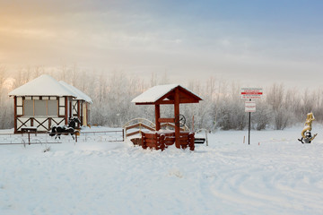 December morning at the well with a canopy