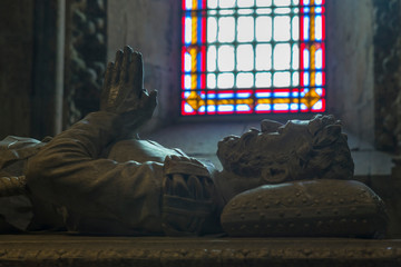 LISBON, PORTUGAL - NOVEMBER 22, 2018: Luis de Camoes' tomb in the Jeronimos Monastery, Belem, Lisbon