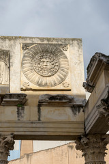 MERIDA, BADAJOZ, SPAIN - NOVEMBER 23, 2018: Temple of Diana. Despite its name, wrongly assigned in its discovery, the building was dedicated to the Imperial cult