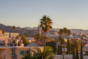 Sunrise view of City of Hollywood in Los Angeles, California