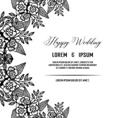 botanic card with wild flowers leaves for wedding vector illustration