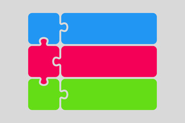 Three Color Piece Puzzle Infographic. Three Steps.