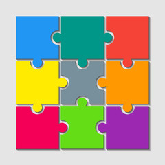 Color Puzzle Pieces JigSaw Nine Steps Infographic.
