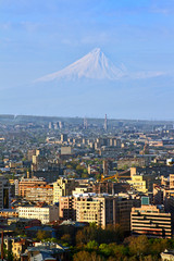 Legendary mount Ararat and Yerevan city.