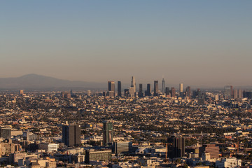 Naklejka na ściany i meble Vantage view of Los Angeles in California during sunset