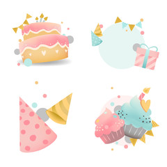 Collection of colorful birthday badge vectors