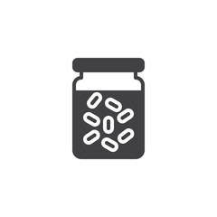 Canned food vector icon. filled flat sign for mobile concept and web design. Beans glass jar simple solid icon. Symbol, logo illustration. Pixel perfect vector graphics