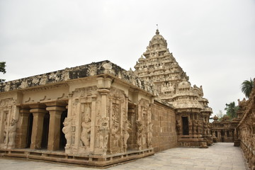 Fototapeta na wymiar Kanchi Kailasanathar Temple, Kanchipuram, Tamil Nadu, India